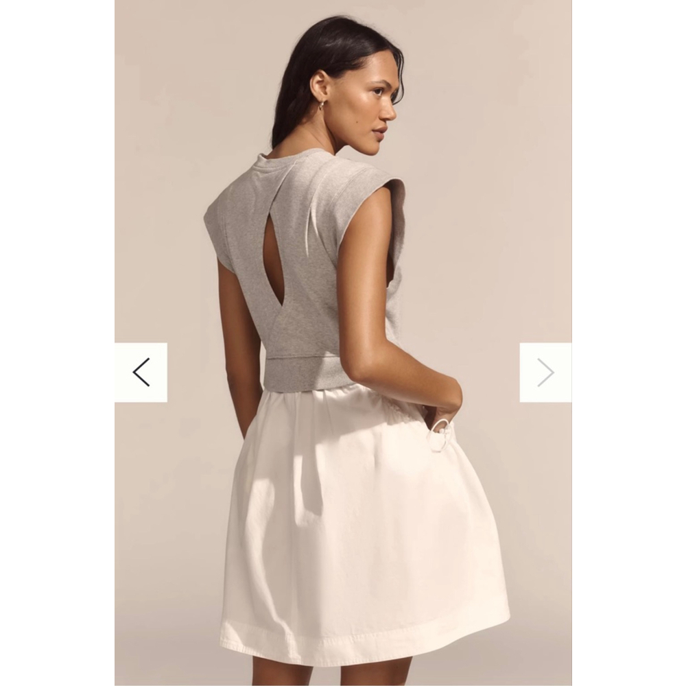 Women's daily practice Gray White Layered Mini Dress L